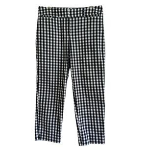Ann Taylor Factory Ankle Pants Black White Gingham Curvy Fit Summer Pants Size 6